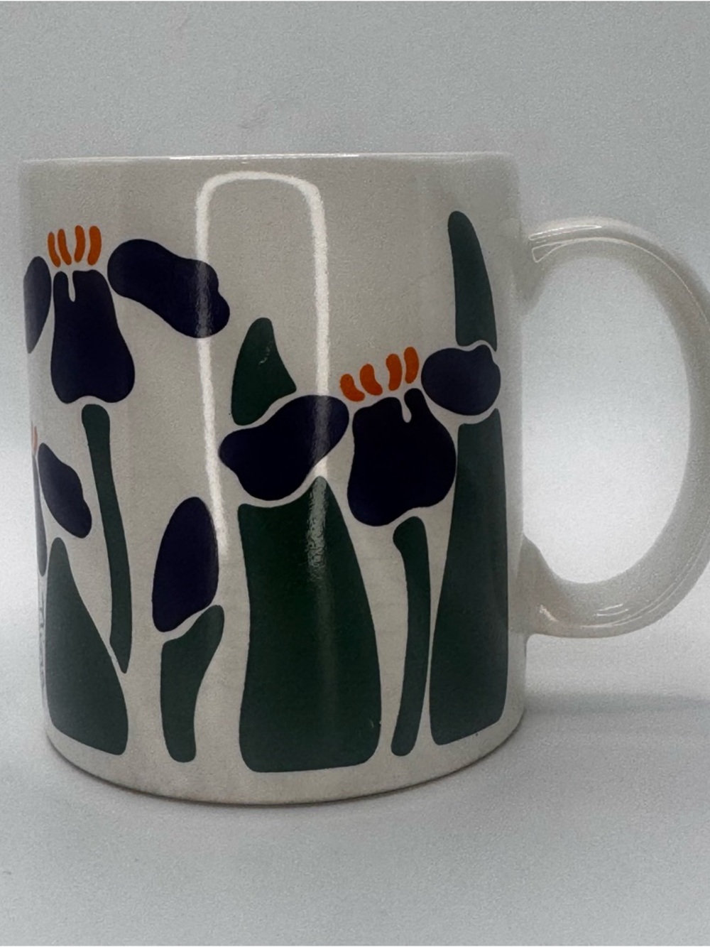 Vintage Nina Campbell Iris Floral Mug 1983 Cottagecore Coffee Cup - Picture 2 of 8
